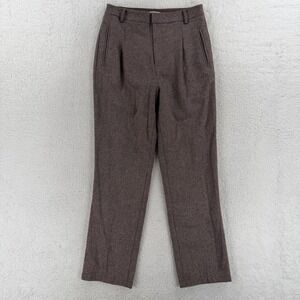 Petite Studio NYC Dress Pants Womens Medium Brown Herringbone Wool Blend NWT